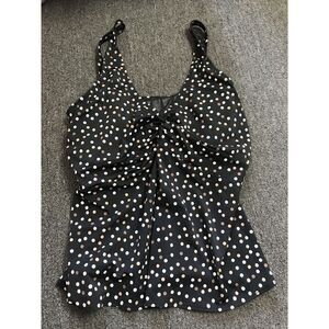 Roxanne Black Polka Dot White Brown Tankini Plus Size 18 42C Women Swim Top Only